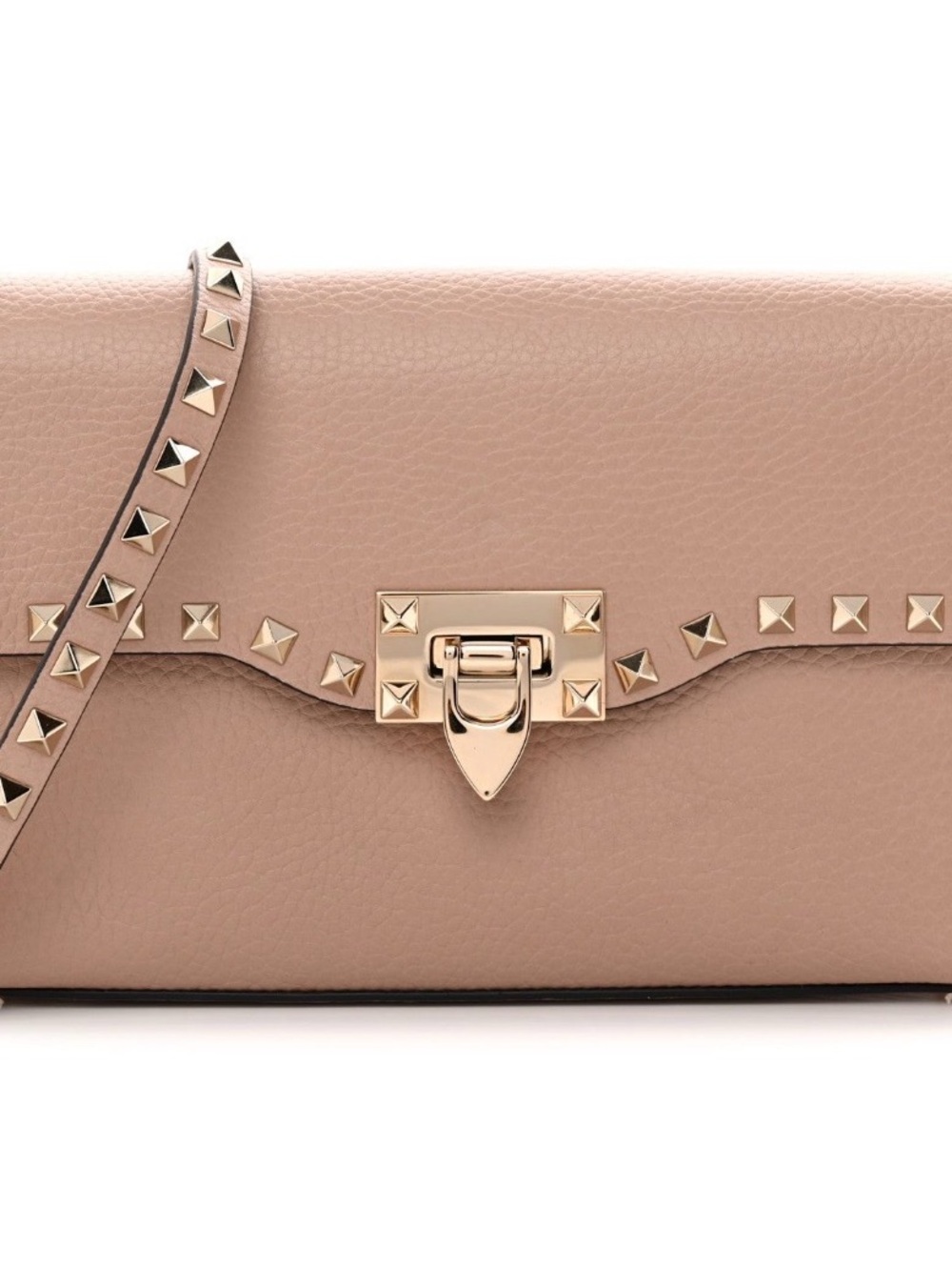 Valentino Garavani Nude/Pink Leather Stud-Trim Wristlet